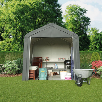 Heavy Duty Portable Shed/Garage for Storage, Galvanised Steel Frame, Waterproof Polyethylene Cover with Apex Roof (10 x 10ft)