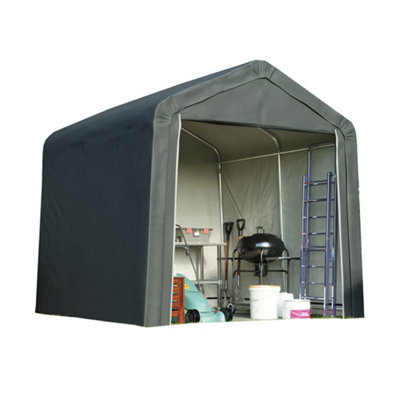 Heavy Duty Portable Shed/Garage for Storage, Galvanised Steel Frame, Waterproof Polyethylene Cover with Apex Roof (10 x 10ft)