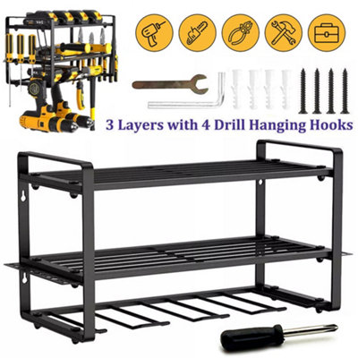 Heavy Duty Power Tool Organizer Drill Holder Wall Mount Power Tool Storage Rack