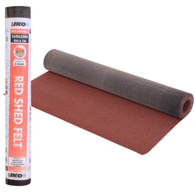 Heavy-Duty Red Mineral Shed Roofing Felt (8m x 1m) - With 13mm Pack of 50 Galvanized Roofing Nails - Standard Grade Roof Felt