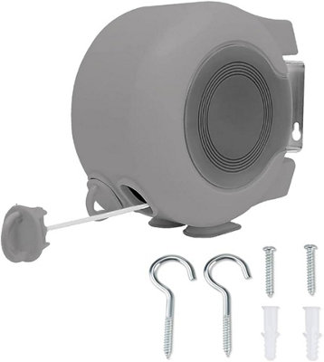 Retractable Clothesline Outdoor Cord 49 Feet - Easy Hanging Clothes Lines -  Heavy Duty 30lbs Weight Capacity Clothes Line - Easy Dyi Installation - Al