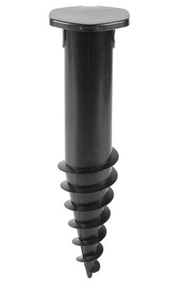 Heavy Duty Rotary Airer Ground Plastic Screw Spike With Cap 32mm, 35mm, 40mm, 50mm Washing Line Clothes Black