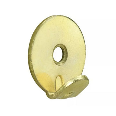 Heavy Duty Round Brass Picture Hooks 25mm (10 Pack) Includes Screws & Wall Plugs for Secure Hanging up to 40kg