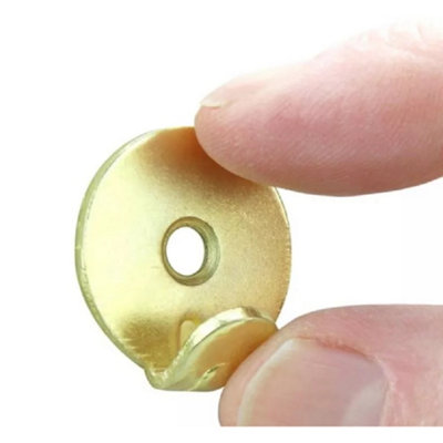 Heavy Duty Round Brass Picture Hooks 25mm (10 Pack) Includes Screws & Wall Plugs for Secure Hanging up to 40kg