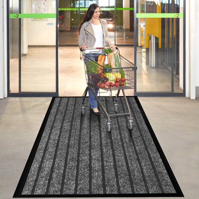 Heavy Duty Rubber Mats Grey 80x300 cm Large Rugs Non-Slip Kitchen Hallway Runner Dirt Trapper Modern Living and Home Decor