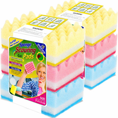 Heavy Duty Scourer Sponges 24 Pack Extra Absorbent Dual Sided Kitchen ...