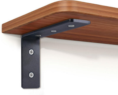 Heavy Duty Shelf Bracket 2 Pack 8x6 Inch, 5mm Thick Black Metal L Shape ...