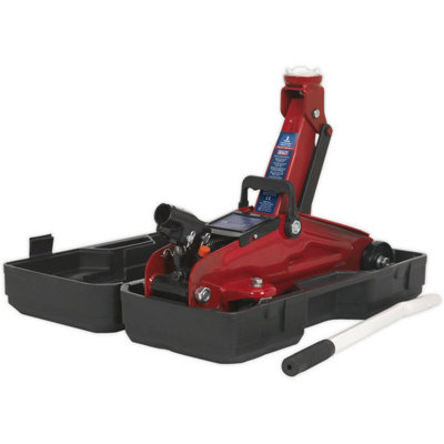 Heavy-Duty Short Chassis Trolley Jack - 2000kg Capacity with Carry Case - Red