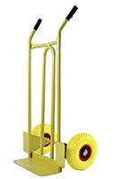 Heavy Duty Solid Toe Sack Truck With Puncture Proof Wheels, Dual Safety Handles, Sturdy Tubular Steel Framework, 200kg Capacity