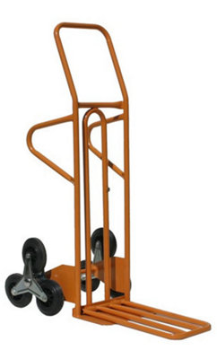 Heavy Duty Stair Climber Sack Truck, Steel Yellow Frame, 3 Linked Wheels, Folding Toe Plate For Extra Storage - 200kg Capacity