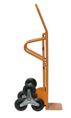 Heavy Duty Stair Climber Sack Truck, Steel Yellow Frame, 3 Linked Wheels, Folding Toe Plate For Extra Storage - 200kg Capacity