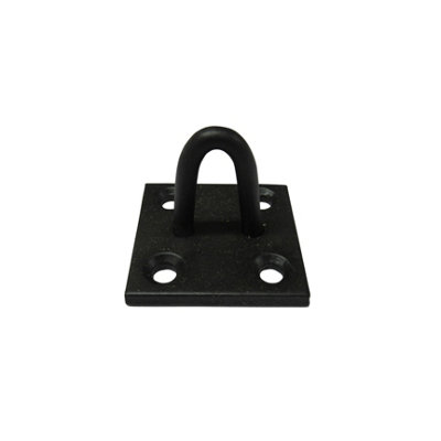 Heavy Duty Staple On Plates X2 Black (Chain Wire Rope Pad Eye Steel Wall Anchor)