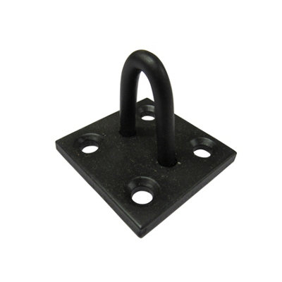 Heavy Duty Staple On Plates X2 Black (Chain Wire Rope Pad Eye Steel Wall Anchor) - 3