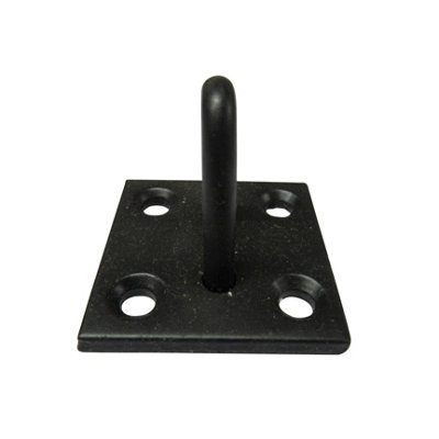 Heavy Duty Staple On Plates X2 Black (Chain Wire Rope Pad Eye Steel Wall Anchor) - 4
