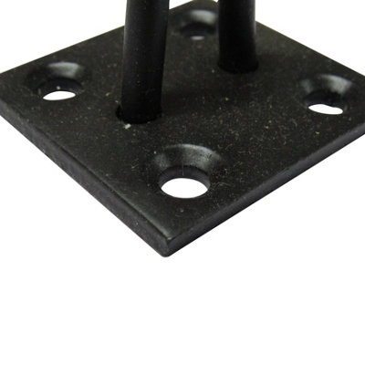 Heavy Duty Staple On Plates X2 Black (Chain Wire Rope Pad Eye Steel Wall Anchor) - 5