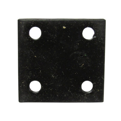 Heavy Duty Staple On Plates X2 Black (Chain Wire Rope Pad Eye Steel Wall Anchor) - 6