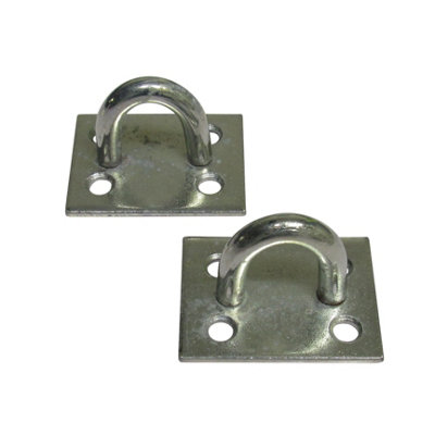 Heavy Duty Staple On Plates X2 Galvanised (Chain Wire Rope Pad Eye ...
