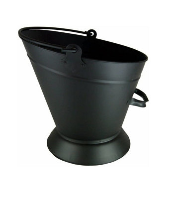 Heavy Duty Steel Fireside Waterloo Bucket Fireplace Coal Scuttle Fuel Ash Wood Log Storage Holder Hod Matte Black - FIRE122