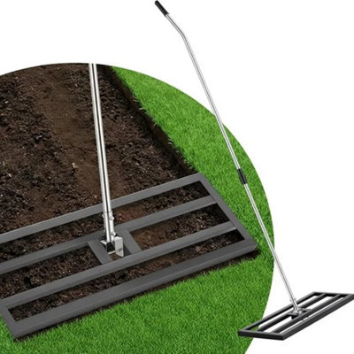 Heavy Duty Steel Lawn Leveling Rake 75-102cm Adjustable 1.9m Extendable ...