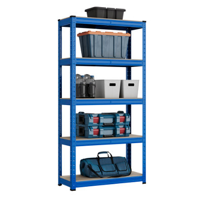 Heavy Duty Steel Shelving Garage Racking Unit 5 Levels 1500mm H x 750mm ...