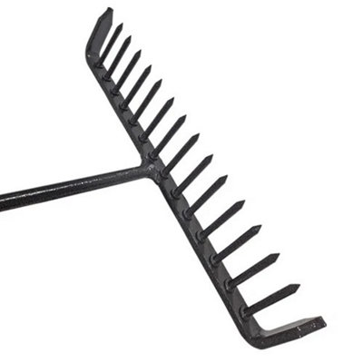 Heavy Duty Steel Tarmac Rake 16 Round Teeth 1650mm Handle