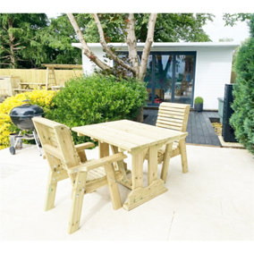Heavy Duty Table and Chair Set - 1 Square Table - 2 Chairs - 2 Seater