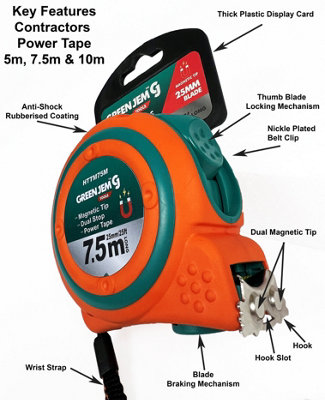 Heavy Duty Tape Measure 10M Contractors Power Tape