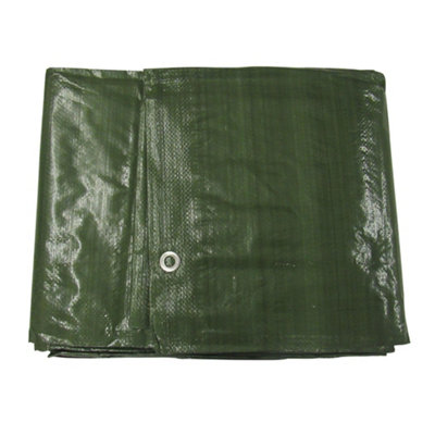 Heavy Duty Tarpaulin Ground Sheet 7M X 9M (Waterproof Cover Tarp Eyelets Green)