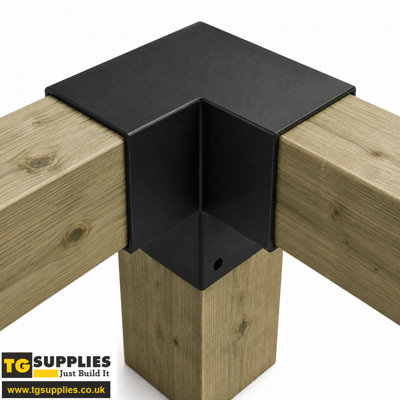 Heavy Duty Three Way Pergola Corner Bracket - Black Powder Coated Steel ...