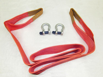 Heavy Duty Tow Strap 15 Ton 4 Metre with Shackles (15T 4M Recovery Towing Strop)