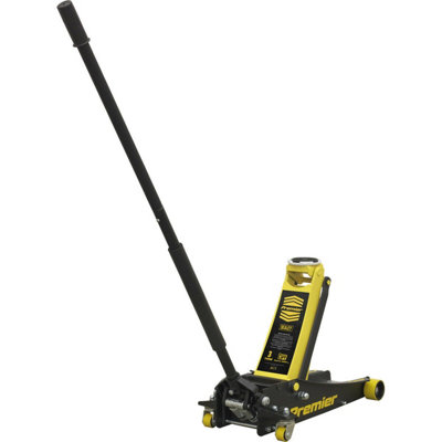 Heavy-Duty Twin Piston Hydraulic Trolley Jack - 3000kg Capacity with 533mm Max Height in Yellow