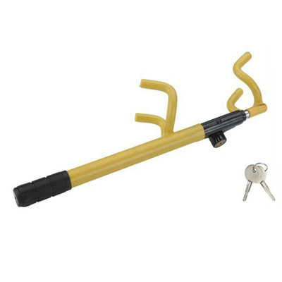 Heavy Duty Universal Steering Wheel Lock High-Security Anti Car Lock for Auto, Truck, SUV & Van with 3 Keys Black & Yellow