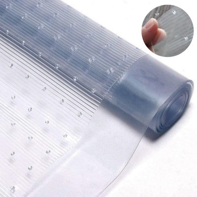 Heavy Duty Vinyl Plastic Clear Non-Slip Thick Film Roll Home Hallway Gripper Stairs Runner Carpets Area Protector 15M x 0.68M