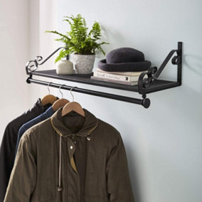 Heavy Duty Wall Mounted Clothes Rail & Shelf Garment Hanging Wardrobe Display Rack