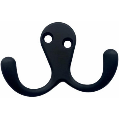 Heavy Duty Wall Mounted Double Prong Coat Hooks with Screws, Robe Hooks for Hanging Towels, Bags, Hats & Keys(Pack of 4)