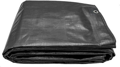 Heavy Duty Waterproof Tarpaulin Black Tarp for Outdoor Protection Durable Groundsheet Tent Shield Trailer Trampoline Cover 6m x 8m - 7
