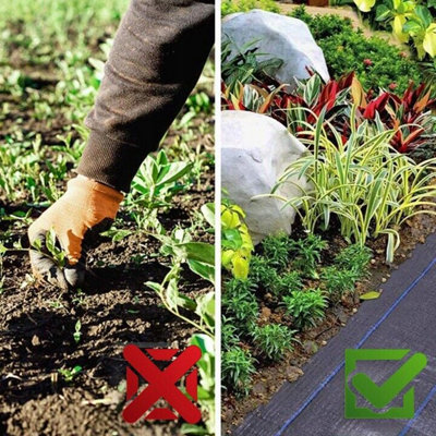 Heavy Duty Weed Control Fabric Membrane Suppressant Barrier Garden Ground Cover 1.6M X 5M (50gsm)