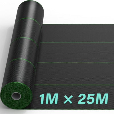 Heavy Duty Weed Control Membrane Garden Barrier Fabric Landscaping Woven Roll - 1m x 25m