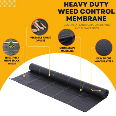 Heavy Duty Weed Membrane - Roll Size (2 x 20m) - Weed Control Membrane Ground Cover for Landscape Gardening and Flower Beds