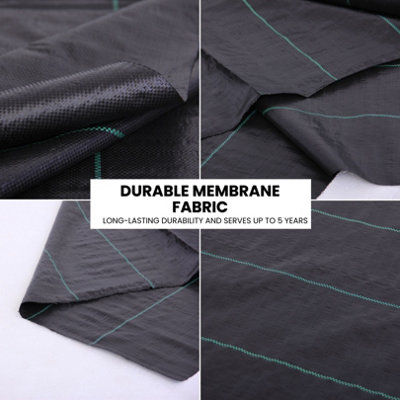 Heavy Duty Weed Membrane - Roll Size (2 x 20m) - Weed Control Membrane Ground Cover for Landscape Gardening and Flower Beds - 9
