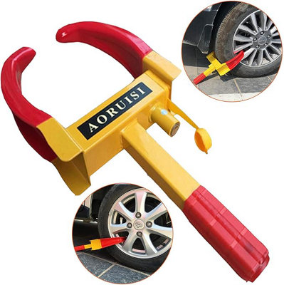 Heavy Duty Wheel Clamp Lock Adjustable Locker Tire Claw for Cars, Trucks,Trailers,Motorcycles & Boats Copper Core Lock  3 Keys