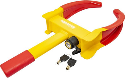 Heavy Duty Wheel Clamp Safety Lock - Adjustable Claw Home Security For Wheels Strong & Reliable