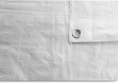 Heavy Duty White Tarpaulin Durable Waterproof  UV Resistant Versatile Tarp Sheet for Outdoor Garden Camping- Large Sheet 4m x 6m - 6
