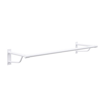 Heavy Duty White Wall Mounted Hanging Clothes Rail Garment Rack - 900mm (3ft)