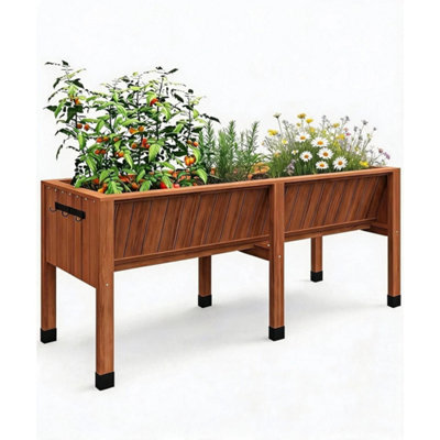 Heavy Duty Wooden Raised Garden Bed 72x26x30in Elevated Planter Box