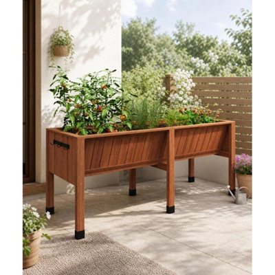 Heavy Duty Wooden Raised Garden Bed 72x26x30in Elevated Planter Box