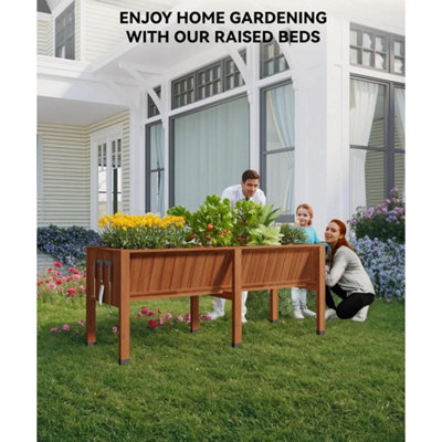 Heavy Duty Wooden Raised Garden Bed 72x26x30in Elevated Planter Box