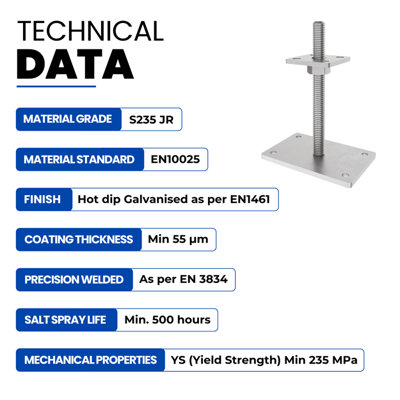 HEAVY DUTY ZINC FLAKE BOLT DOWN ADJUSTABLE POST SUPPORT - PERGOLA ...