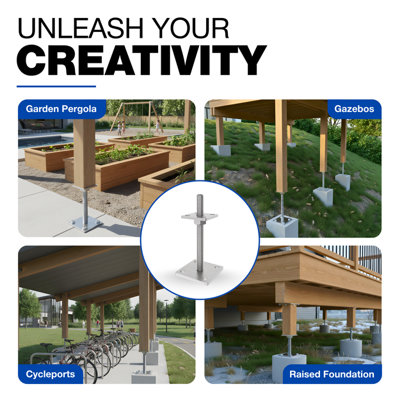 Heavy Duty Zinc Flake Bolt Down Adjustable Post Support - Pergola ...