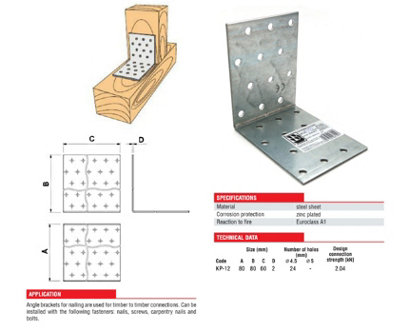 Heavy Duty Zinc Plated Reinforced Corner Angle Bracket - Size 80x80x60x2mm - Pack of 10